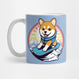 Majestic Snowboarding Shiba Inu Mug